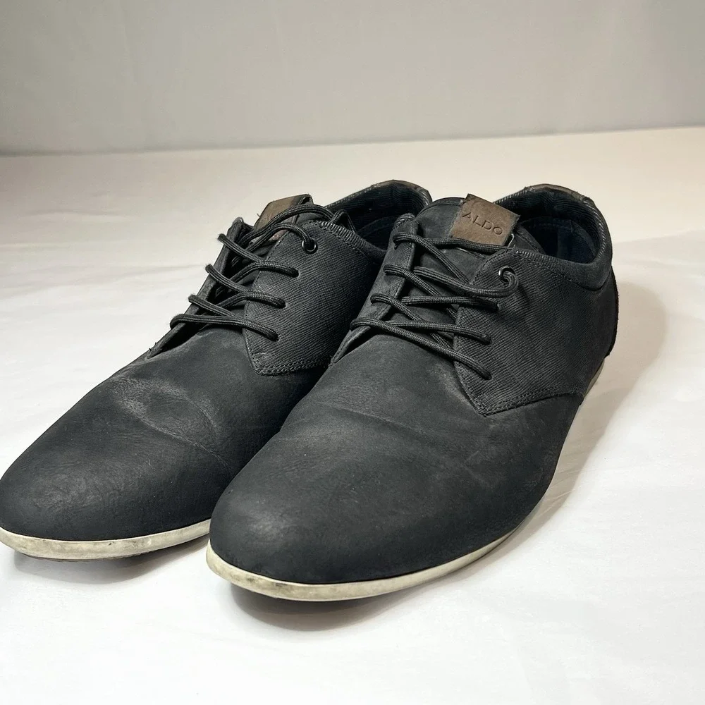 Men's US 10.5 Aldo‎ Preilia Black Oxford Sneaker Shoes Loafer Lace Up Suede